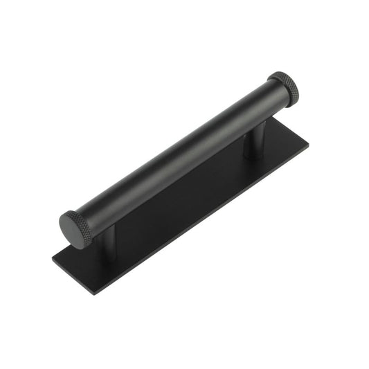 Hoxton Wenlock Cabinet Handles 96mm Ctrs Plain Backplate Matt Black - Black - 96mm Ctrs