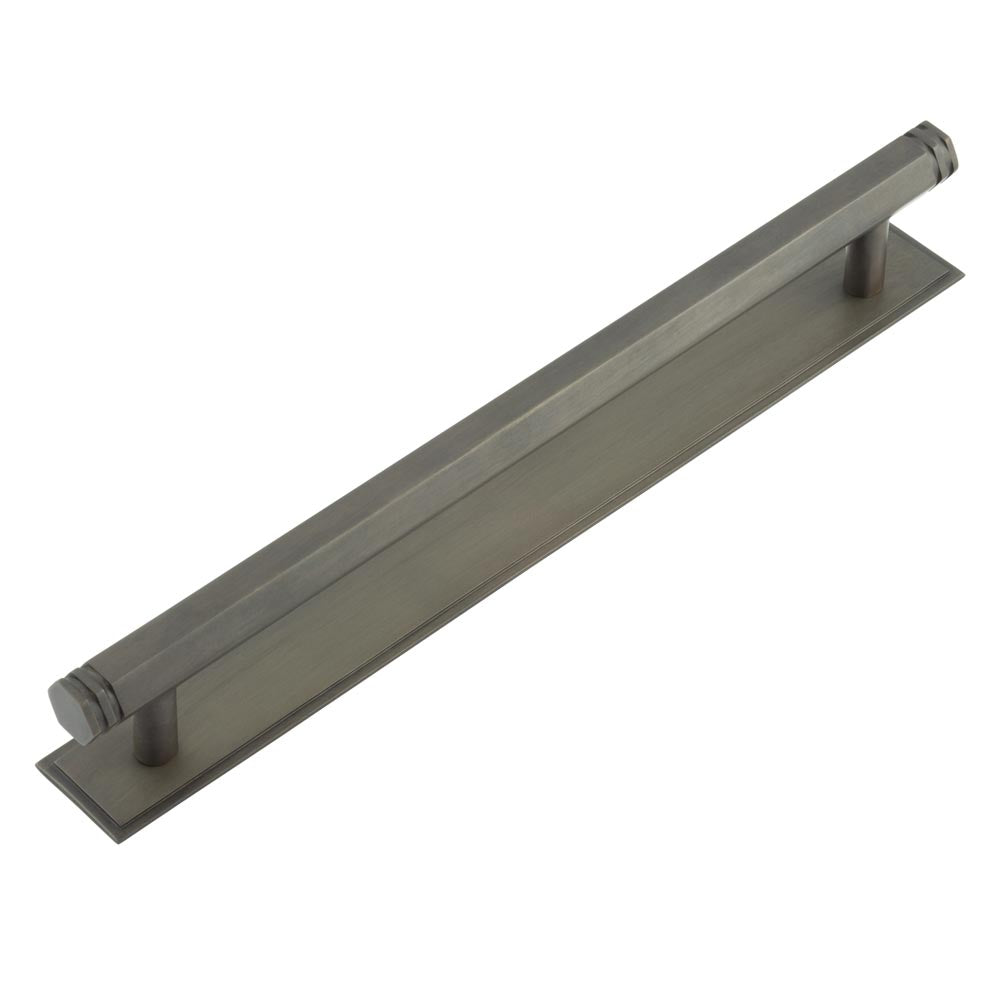 Hoxton Nile Cabinet Handles 224mm Ctrs Stepped Backplate Dark Bronze - Dark Bronze - 224mm Ctrs