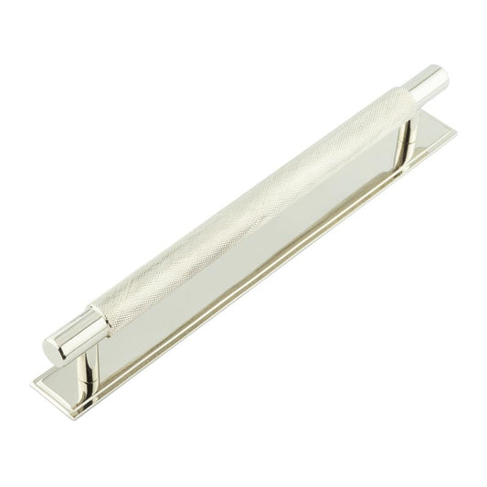 Hoxton Taplow Cabinet Handles 224mm Ctrs Stepped Backplate Polished Nickel - Polished Nickel - 224mm Ctrs