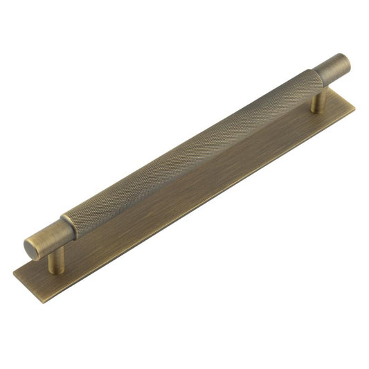 Hoxton Taplow Cabinet Handles 224mm Ctrs Plain Backplate Antique Brass - Antique Brass - 224mm Ctrs