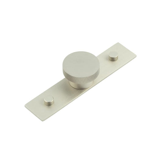 Wenlock Cupboard Knobs 40mm Plain Backplate Satin Nickel - Satin Nickel - 40mm