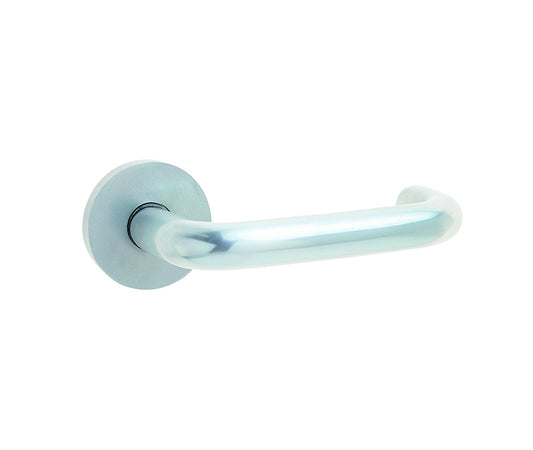 19mm  Round Bar Handle on Rose Satin Anodised Aluminium - Satin Anodised Aluminium - 50mm Rose