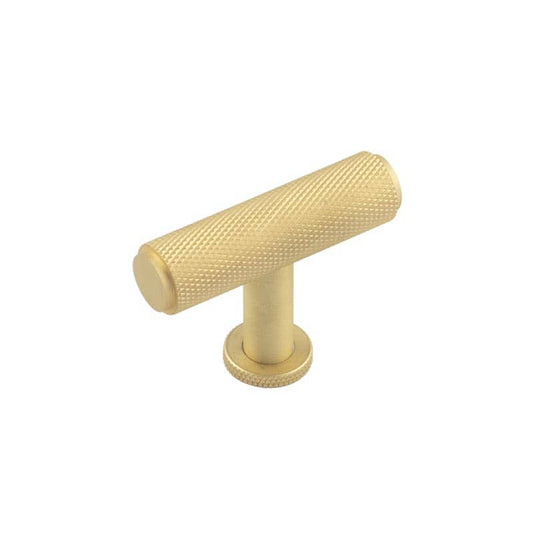 Piccadilly Knurled T Bar Cupboard Knobs Satin Brass - Satin Brass