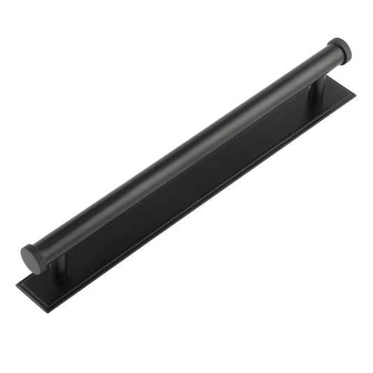 Hoxton Thaxted Cabinet Handles 224mm Ctrs Stepped Backplate Matt Black - Black - 224mm Ctrs