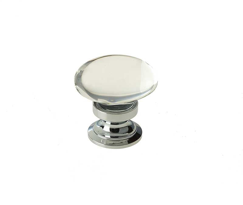 Jedo Oval Glass Cupboard Knobs 41x26mm Polished Chrome - Polished Chrome - 41x26mm