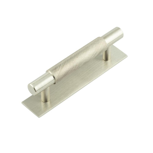 Hoxton Taplow Cabinet Handles 96mm Ctrs Plain Backplate Satin Nickel - Satin Nickel - 96mm Ctrs