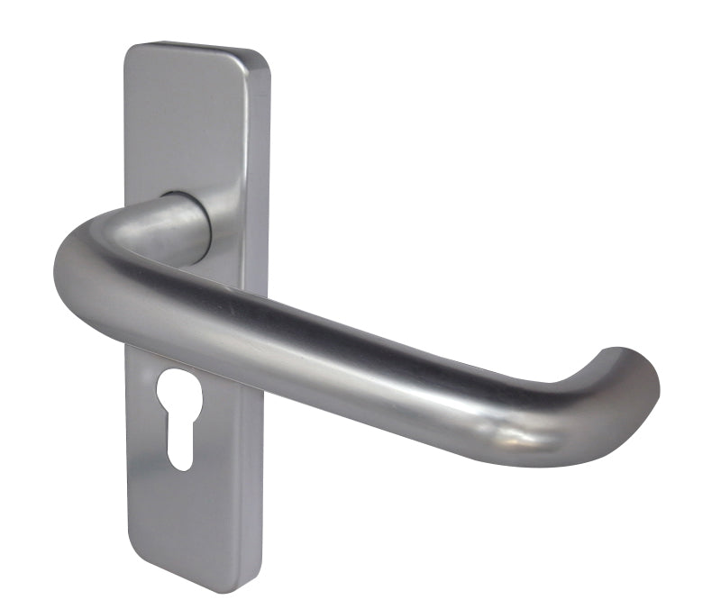 19mm Round Bar Door Handle on Euro Profile Lockplate Satin Anodised Aluminium - Satin Anodised Aluminium