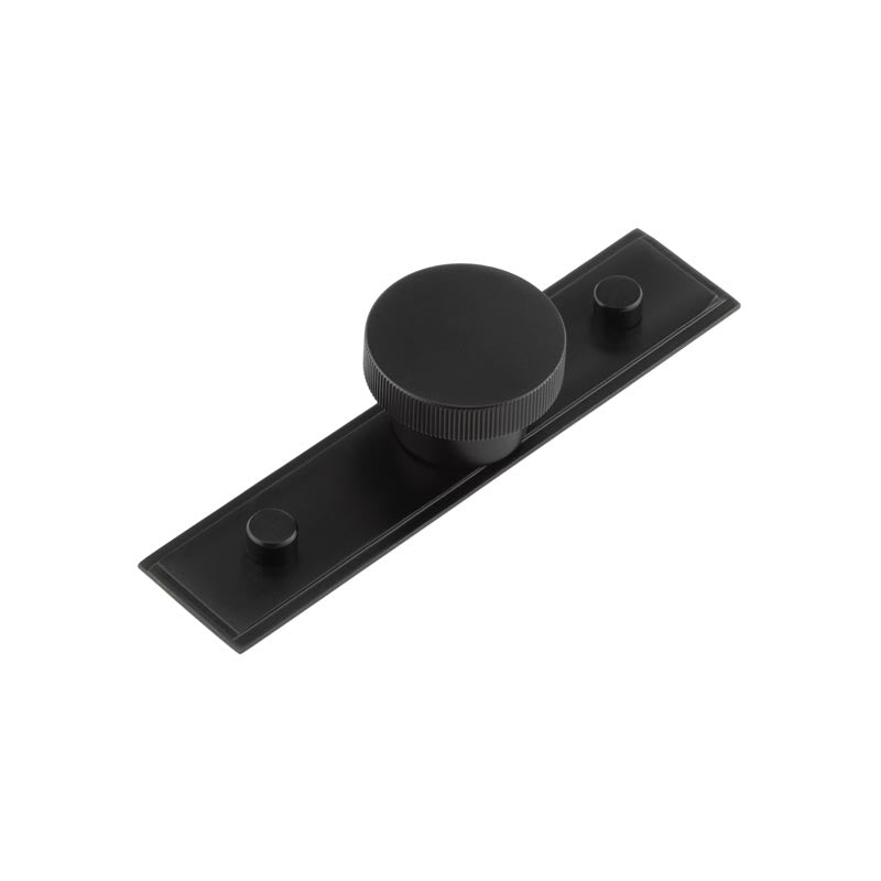 Thaxted Cupboard Knobs 40mm Stepped Backplate Black - Black - 40mm