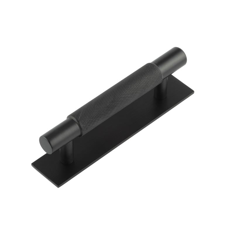 Hoxton Taplow Cabinet Handles 96mm Ctrs Plain Backplate Matt Black - Black - 96mm Ctrs