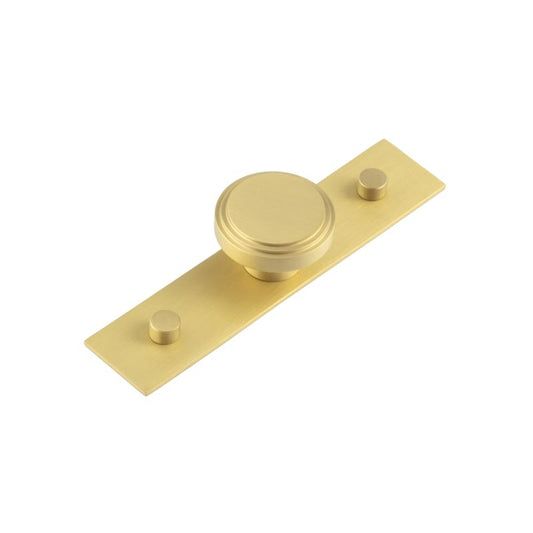 Cropley Cupboard Knobs 40mm Plain Backplate Satin Brass - Satin Brass - 40mm