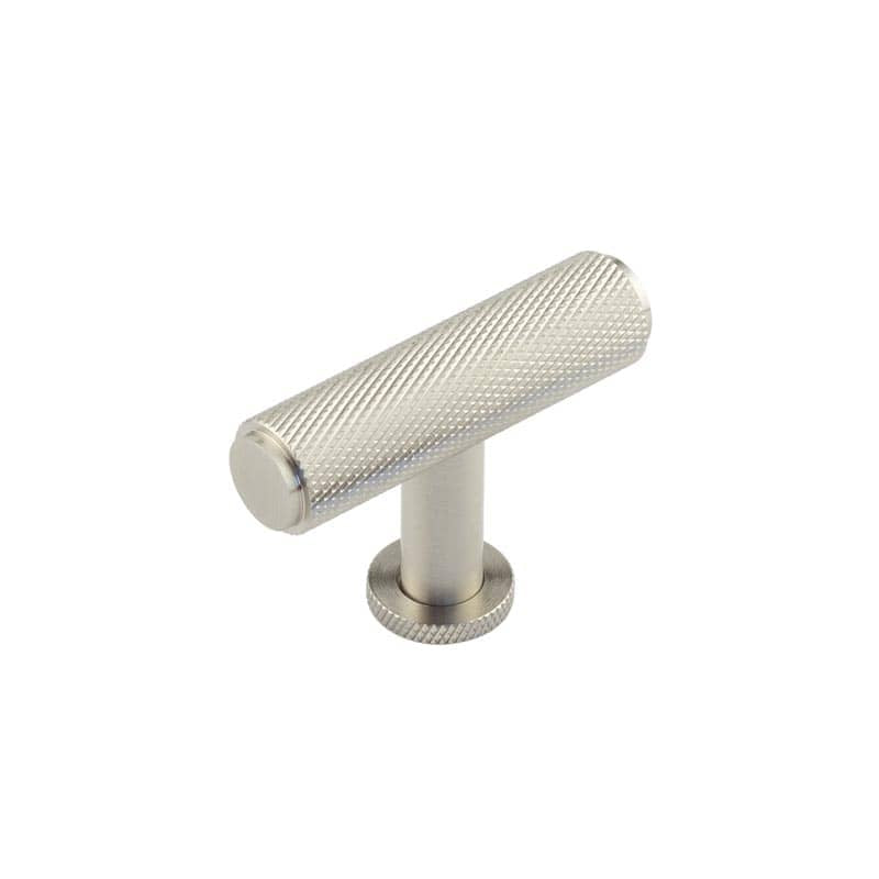 Piccadilly Knurled T Bar Cupboard Knobs Satin Nickel - Satin Nickel