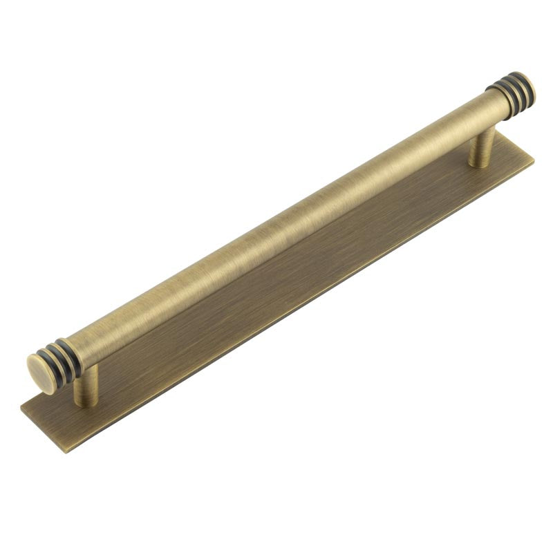 Hoxton Sturt Cabinet Handles 224mm Ctrs Plain Backplate Antique Brass - Antique Brass - 224mm Ctrs