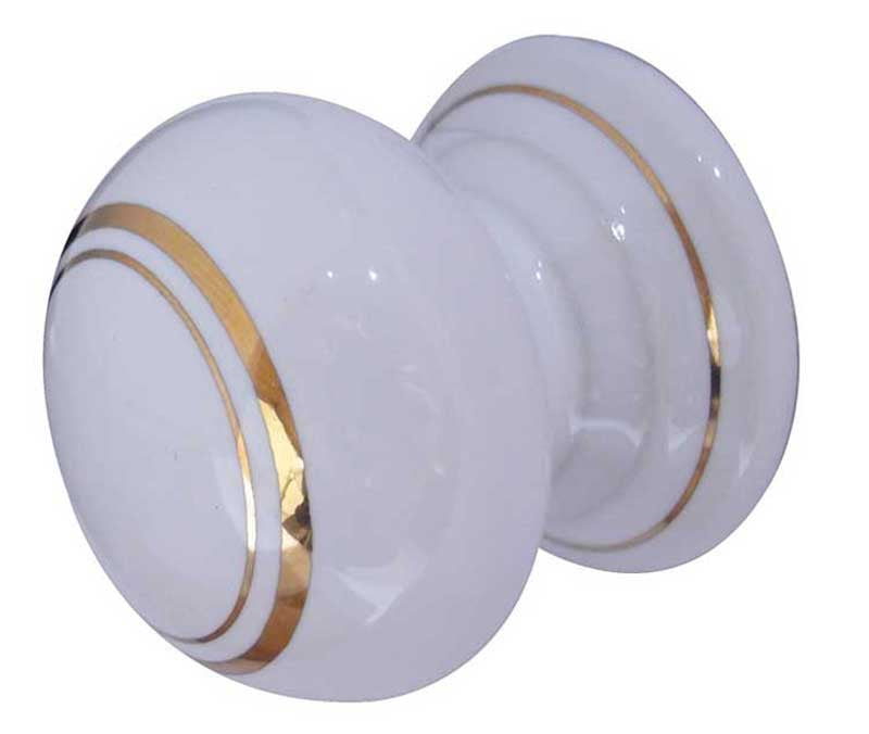 Jedo Porcelain Cupboard Knobs 50mm Goldline White - Goldline White - 50mm