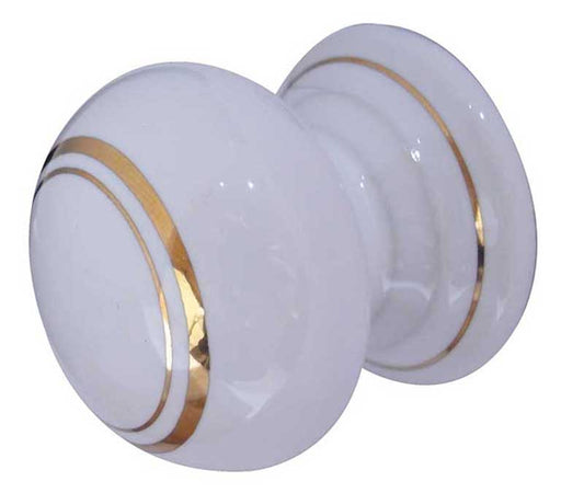 Jedo Porcelain Cupboard Knobs 50mm Goldline White - Goldline White - 50mm