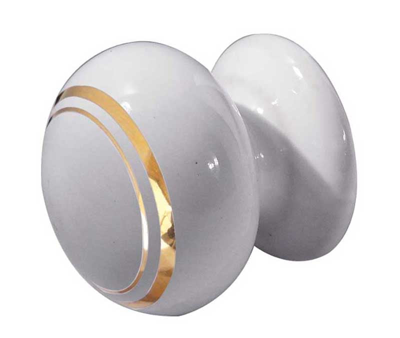 Jedo Porcelain Cupboard Knobs 38mm Goldline White - Goldline White - 38mm