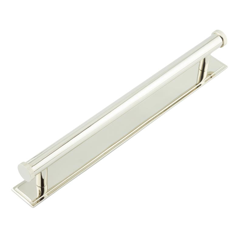 Hoxton Thaxted Cabinet Handles 224mm Ctrs Stepped Backplate Polished Nickel - Polished Nickel - 224mm Ctrs