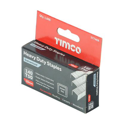 1000 x TIMCO Heavy Duty Chisel Point Galvanised Staples  - 10mm