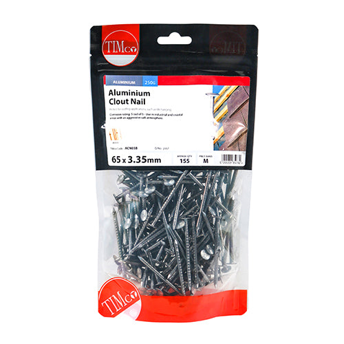 0.25kg - TIMCO Clout Nails Aluminium - 65 x 3.35