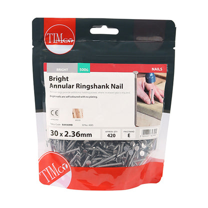 0.5kg - TIMCO Annular Ringshank Nails Bright - 30 x 2.36