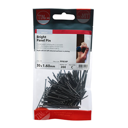 200 x TIMCO Panel Pins Bright - 30 x 1.60