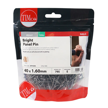 0.5kg - TIMCO Panel Pins Bright - 40 x 1.60