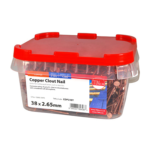 2.5kg - TIMCO Clout Nails Copper - 38 x 2.65