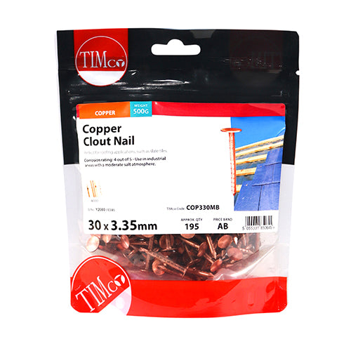 0.5kg - TIMCO Clout Nails Copper - 30 x 3.35