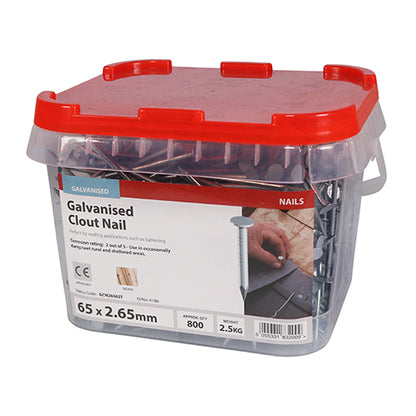 2.5kg - TIMCO Clout Nails Galvanised - 65 x 2.65