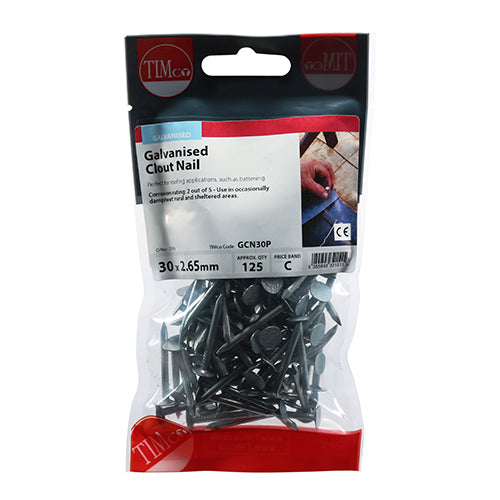 125 x TIMCO Clout Nails Galvanised - 30 x 2.65