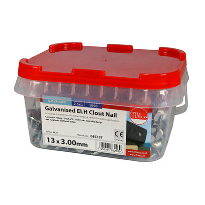 2.5kg - TIMCO Extra Large Head Clout Nails Galvanised - 13 x 3.00