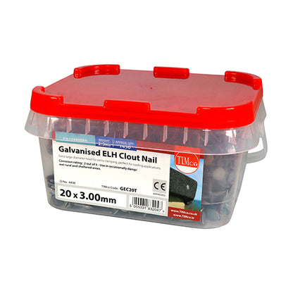 2.5kg - TIMCO Extra Large Head Clout Nails Galvanised - 20 x 3.00