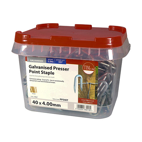 2.5kg - TIMCO Presser Point Staples Galvanised - 40 x 4.00