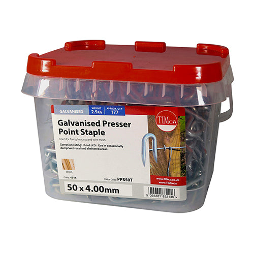 2.5kg - TIMCO Presser Point Staples Galvanised - 50 x 4.00