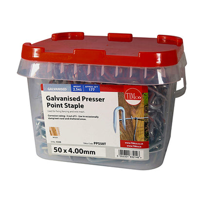 2.5kg - TIMCO Presser Point Staples Galvanised - 50 x 4.00