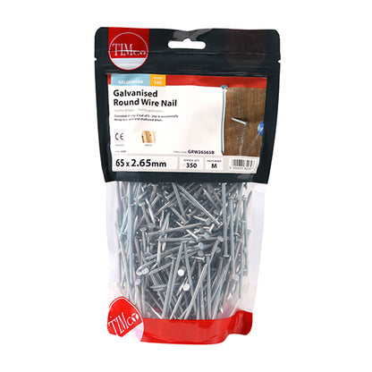 TIMCO Round Wire Nails Galvanised - 65 x 2.65