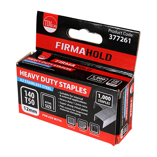 1000 x TIMCO Heavy Duty Chisel Point A2 Stainless Steel Staples  - 8mm