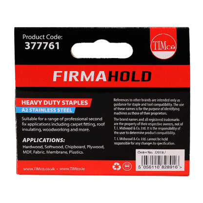 1000 x TIMCO Heavy Duty Chisel Point A2 Stainless Steel Staples  - 12mm