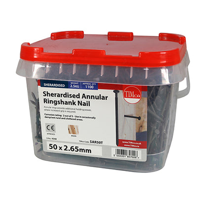 2.5kg - TIMCO Annular Ringshank Nails Sherardised - 50 x 2.65