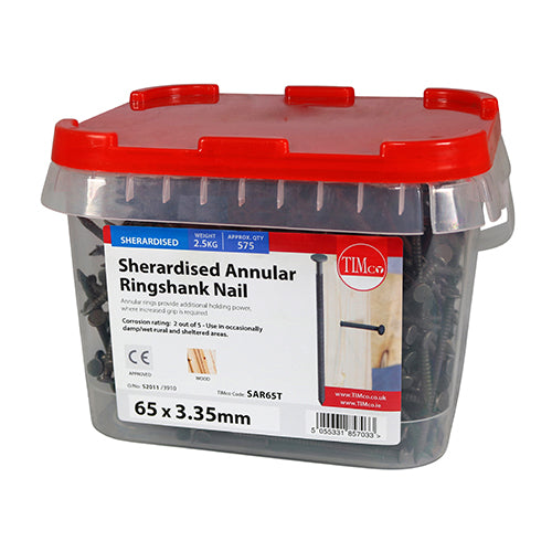 2.5kg - TIMCO Annular Ringshank Nails Sherardised - 65 x 3.35