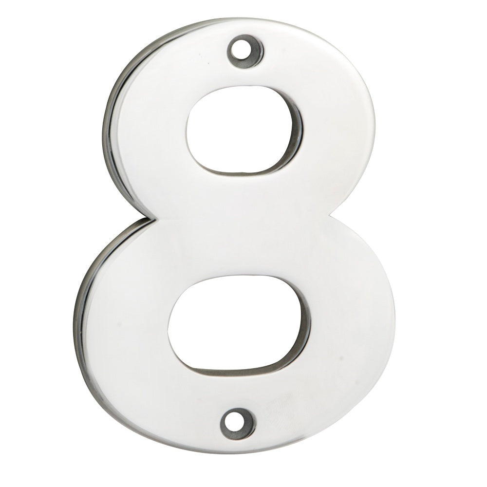 100 X 72 X 5MM - NUMBER 8 - FACE FIX _x005F

 - BRIGHT STAINLESS STEEL -