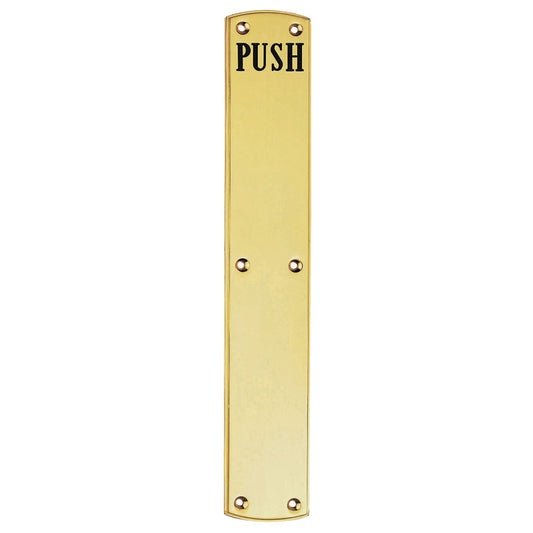 PUSH PLATE (ENGRAVED) - POLISHED BRASS - 457MM X 76MM