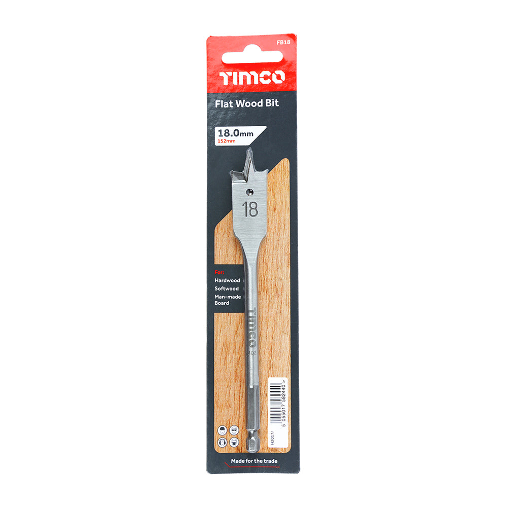 TIMCO Flat Wood Bits - 18.0 x 152