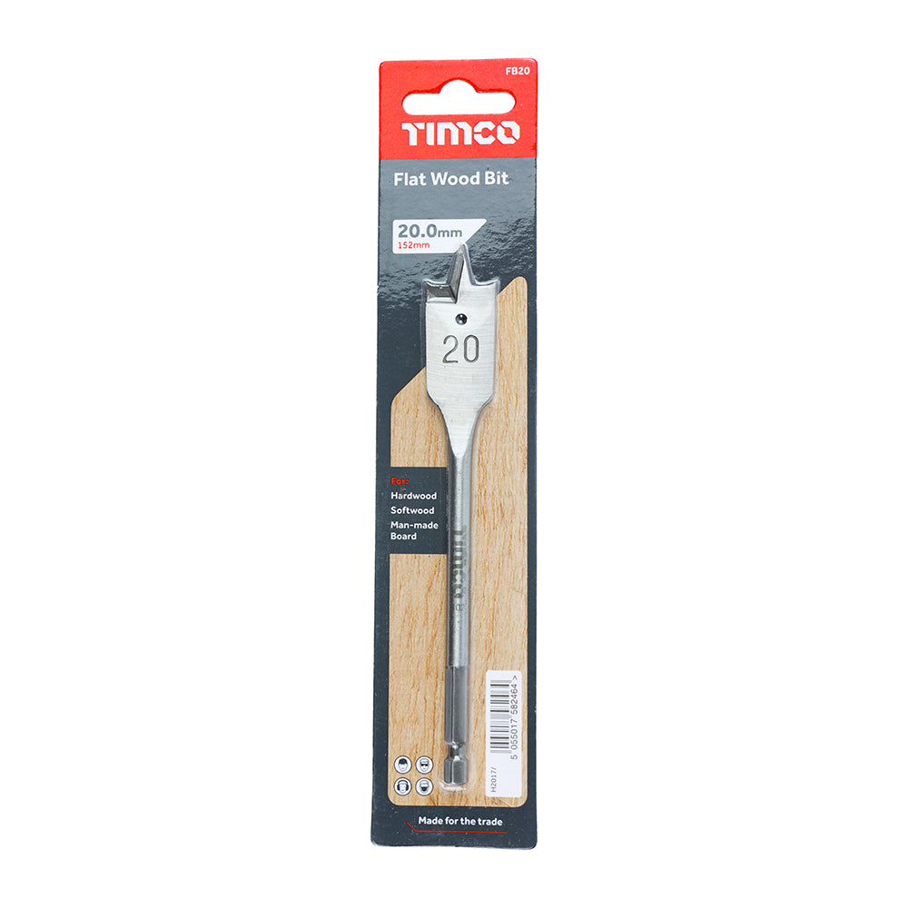 TIMCO Flat Wood Bits - 20.0 x 152