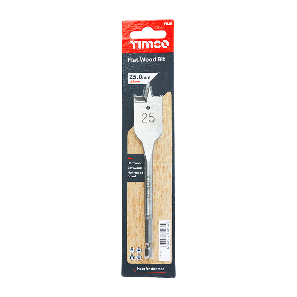 TIMCO Flat Wood Bits - 25.0 x 152