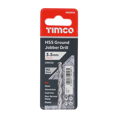 TIMCO Ground Jobber Drills HSS M2 - 3.5mm