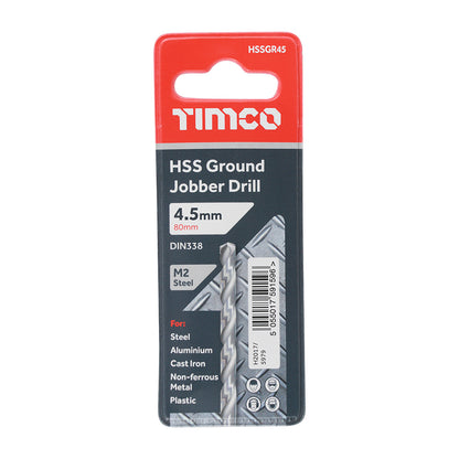 TIMCO Ground Jobber Drills HSS M2 - 4.5mm