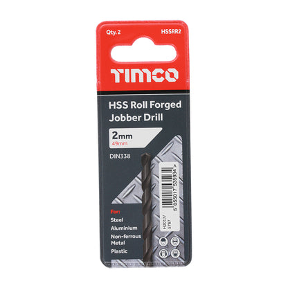 10 x TIMCO Roll Forged Jobber Drills HSS - 2.0mm