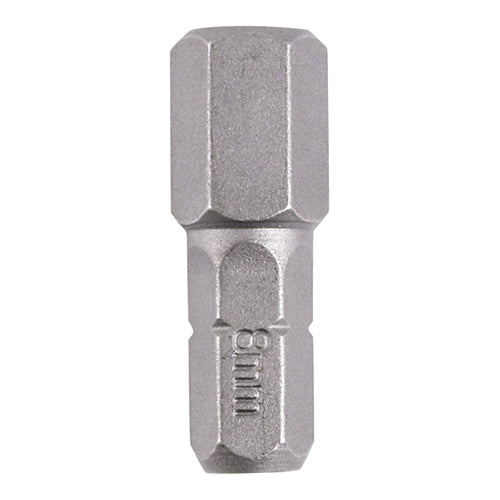 Pair of - TIMCO Hex Driver Bit S2 Grey - 8.0 x 25