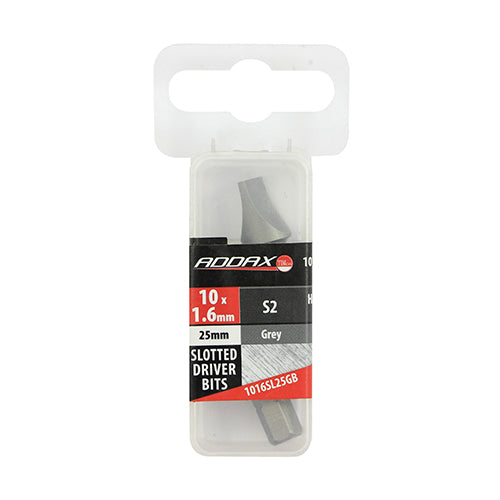 Pair of - TIMCO Slotted Driver Bit S2 Grey - 10.0 x 1.6 x 25