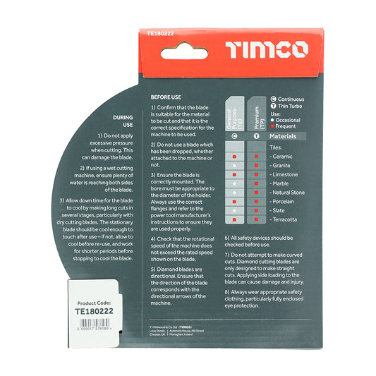 TIMCO General Purpose Tile & Ceramic Blade  - 180 x 22.2